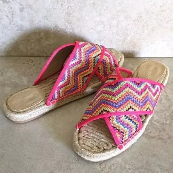 #82-21 Woman Sandals Hamden Spadrille Criss Cross Band Multi Nine West Sz 8 - Picture 5 of 7